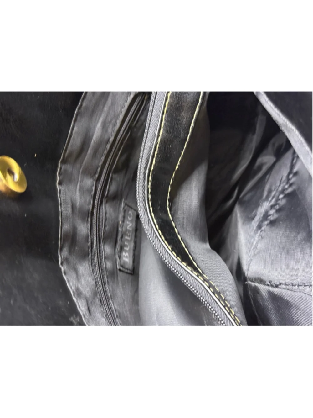 Bueno Black Croc Embossed Shoulder Bag with Gold Toned Hardware
